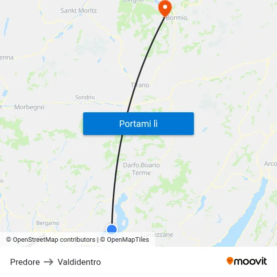 Predore to Valdidentro map