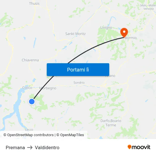 Premana to Valdidentro map