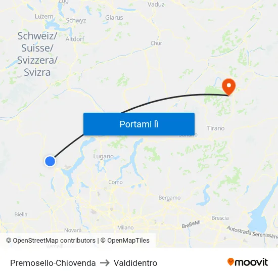 Premosello-Chiovenda to Valdidentro map