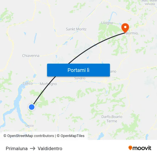 Primaluna to Valdidentro map