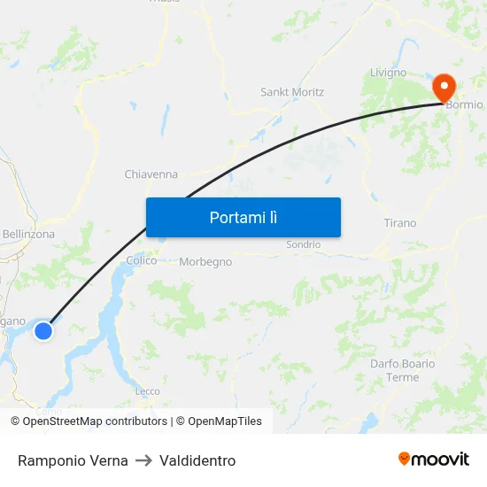 Ramponio Verna to Valdidentro map