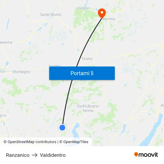 Ranzanico to Valdidentro map