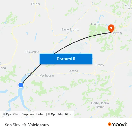 San Siro to Valdidentro map
