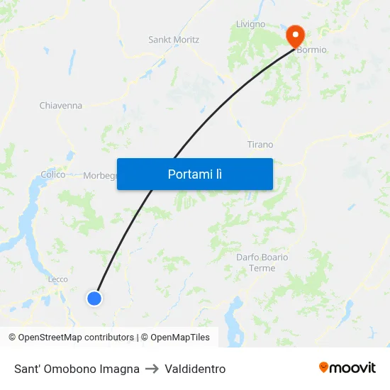 Sant' Omobono Imagna to Valdidentro map