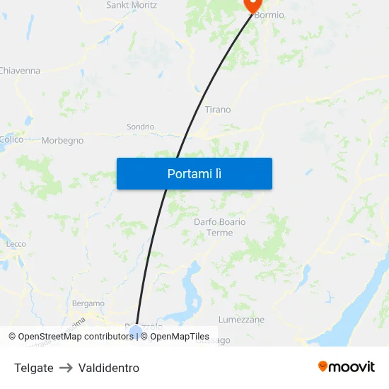 Telgate to Valdidentro map