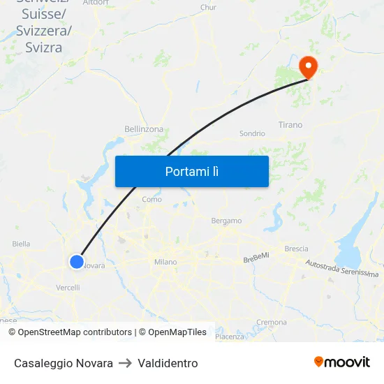 Casaleggio Novara to Valdidentro map