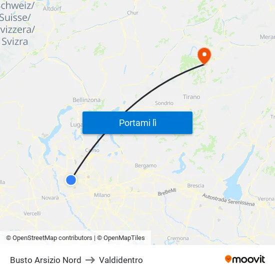 Busto Arsizio Nord to Valdidentro map