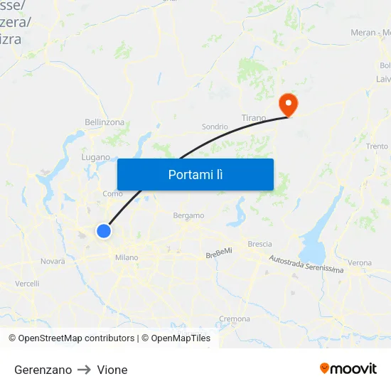 Gerenzano to Vione map