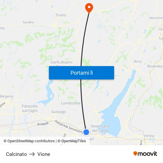 Calcinato to Vione map
