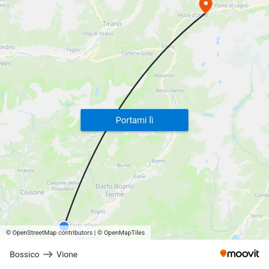 Bossico to Vione map