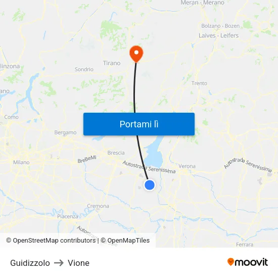 Guidizzolo to Vione map