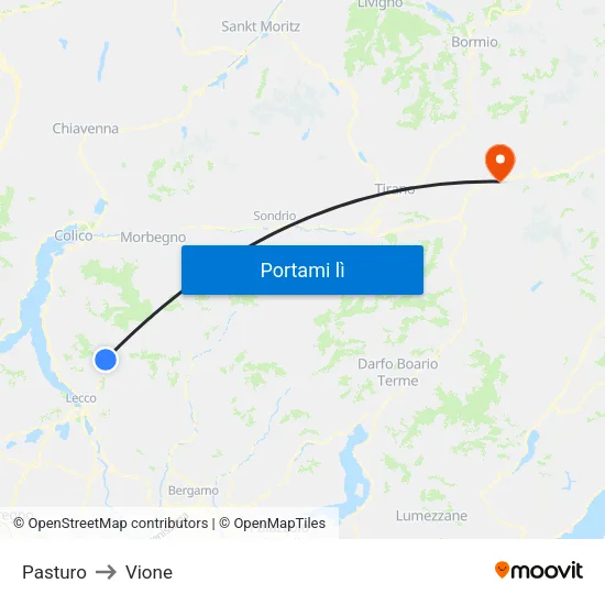 Pasturo to Vione map