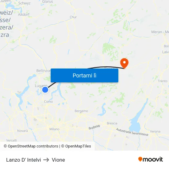 Lanzo D' Intelvi to Vione map