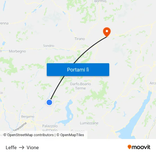 Leffe to Vione map