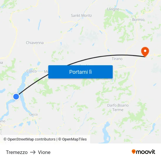 Tremezzo to Vione map