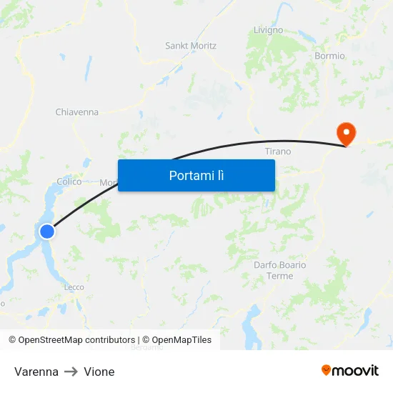 Varenna to Vione map