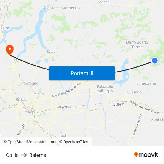 Collio to Balerna map
