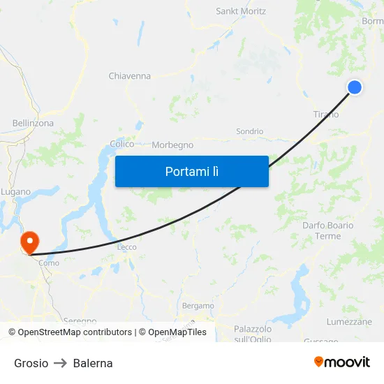Grosio to Balerna map