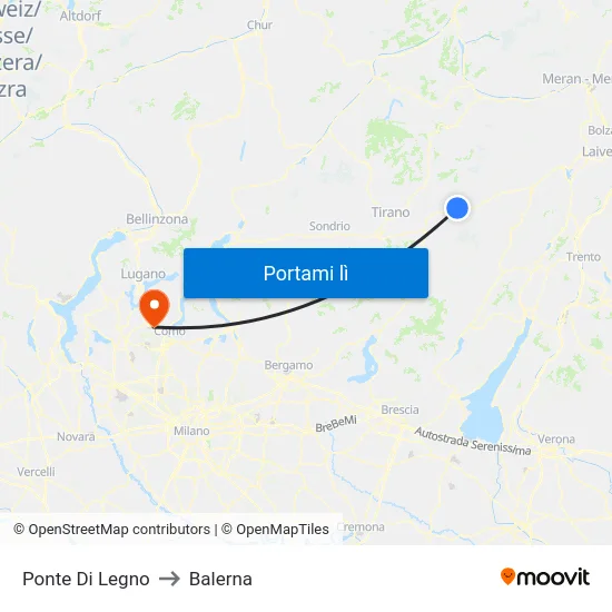Ponte Di Legno to Balerna map