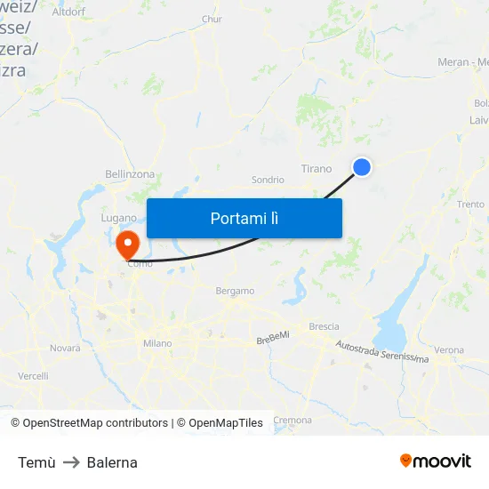 Temù to Balerna map
