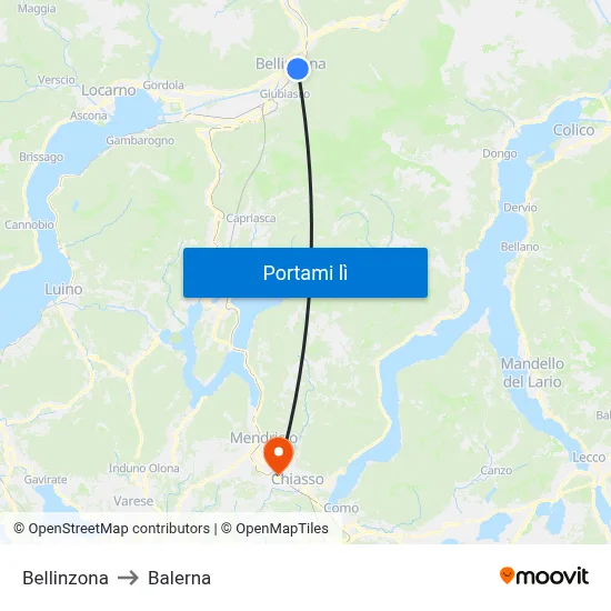 Bellinzona to Balerna map