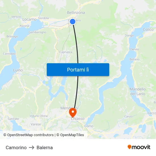 Camorino to Balerna map