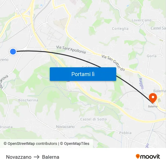 Novazzano to Balerna map