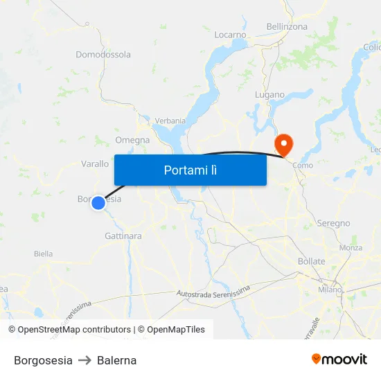 Borgosesia to Balerna map