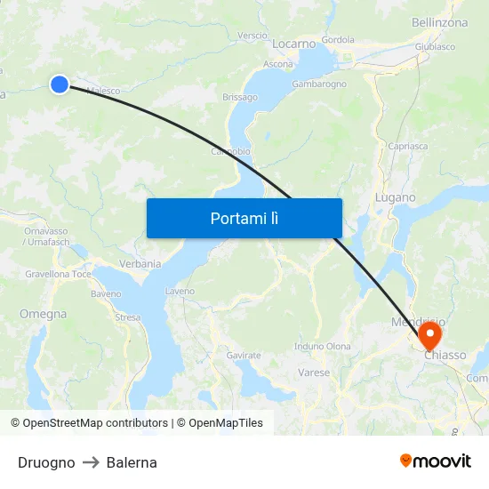 Druogno to Balerna map