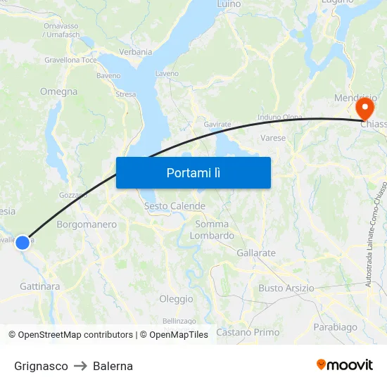 Grignasco to Balerna map