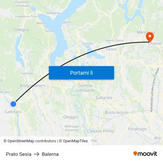 Prato Sesia to Balerna map