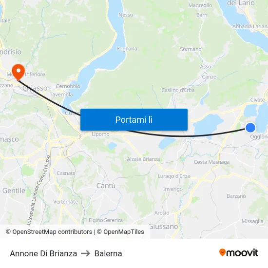 Annone Di Brianza to Balerna map