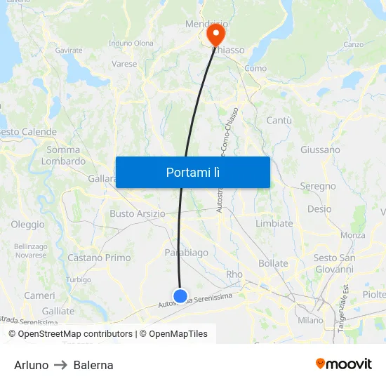 Arluno to Balerna map