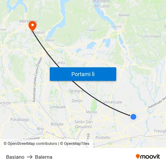 Basiano to Balerna map