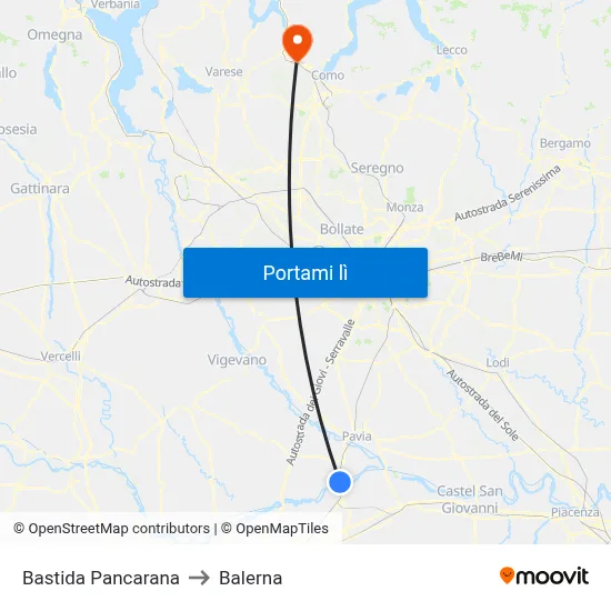 Bastida Pancarana to Balerna map