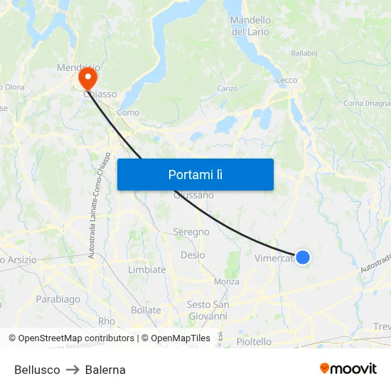 Bellusco to Balerna map