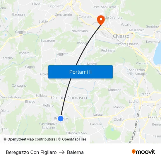 Beregazzo Con Figliaro to Balerna map