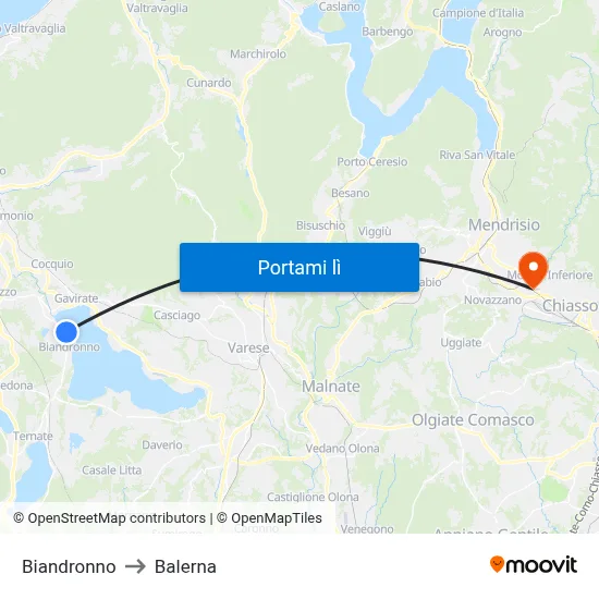 Biandronno to Balerna map