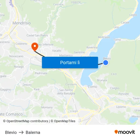 Blevio to Balerna map
