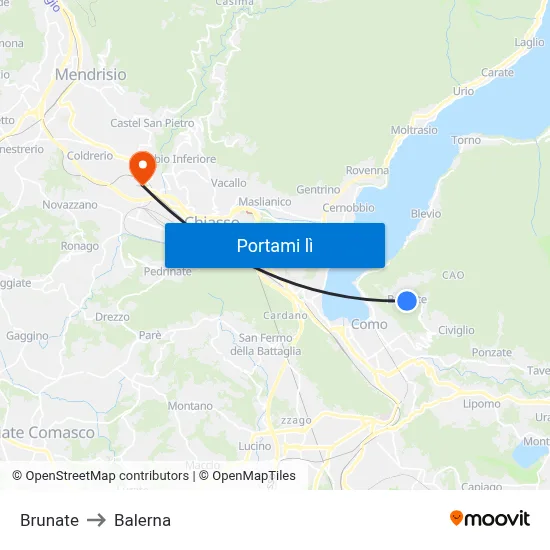 Brunate to Balerna map