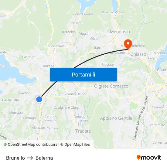 Brunello to Balerna map