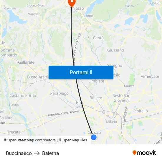 Buccinasco to Balerna map