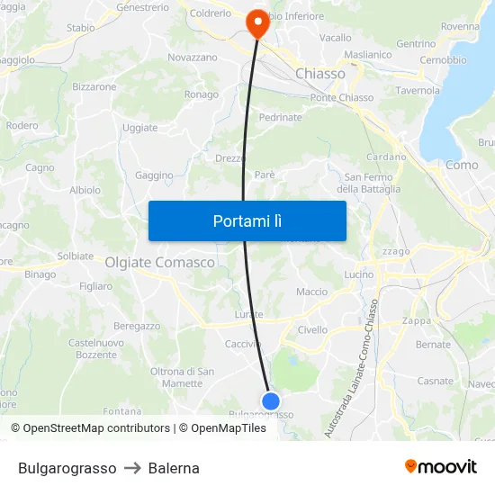 Bulgarograsso to Balerna map