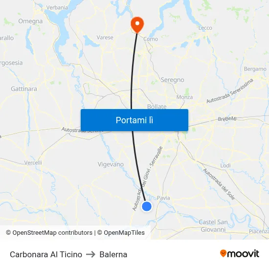 Carbonara Al Ticino to Balerna map