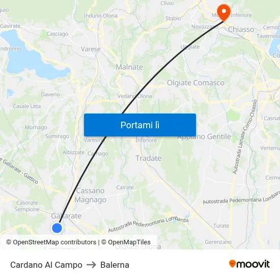 Cardano Al Campo to Balerna map