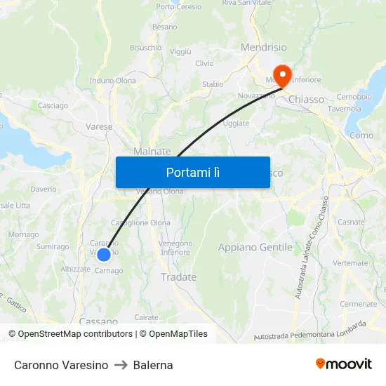Caronno Varesino to Balerna map