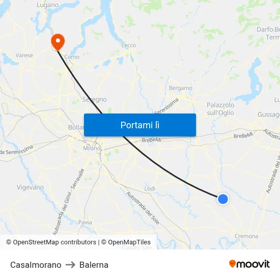 Casalmorano to Balerna map