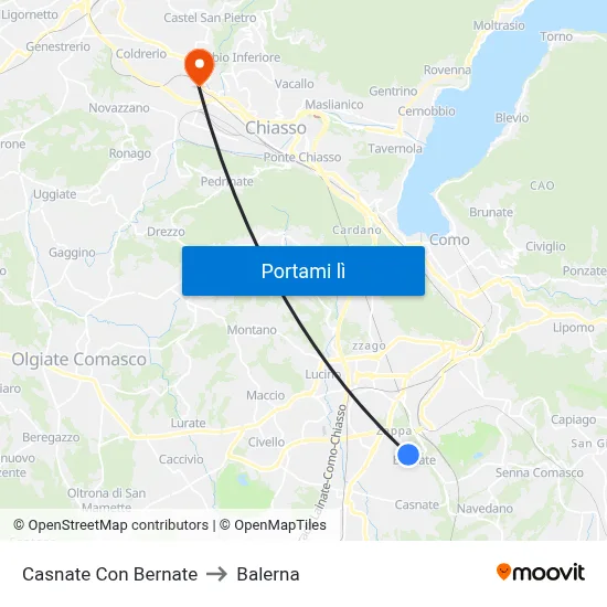 Casnate Con Bernate to Balerna map