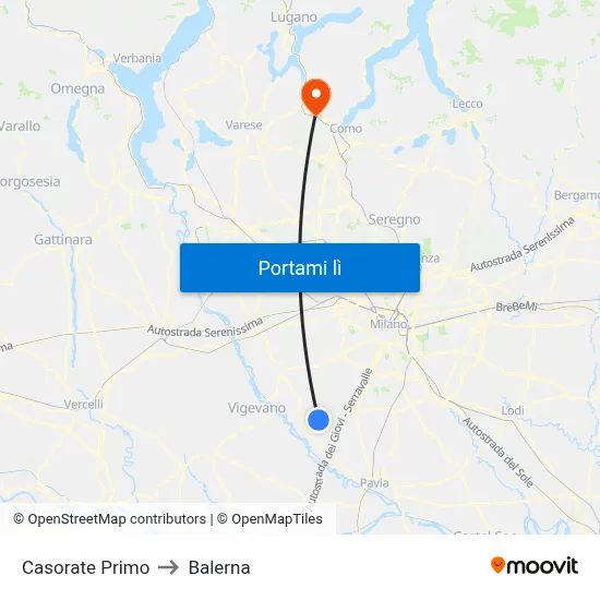 Casorate Primo to Balerna map