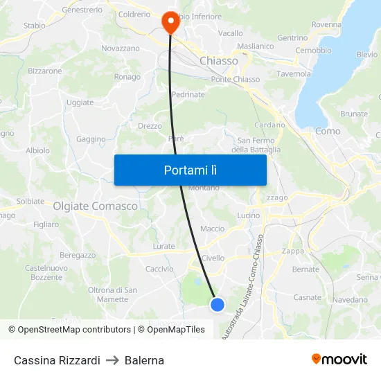 Cassina Rizzardi to Balerna map